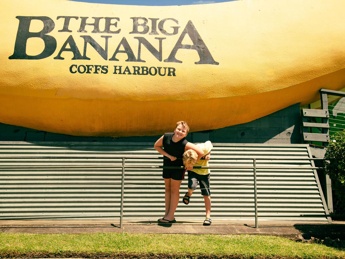 Two kids at the Big Banana in Coffs Harbour