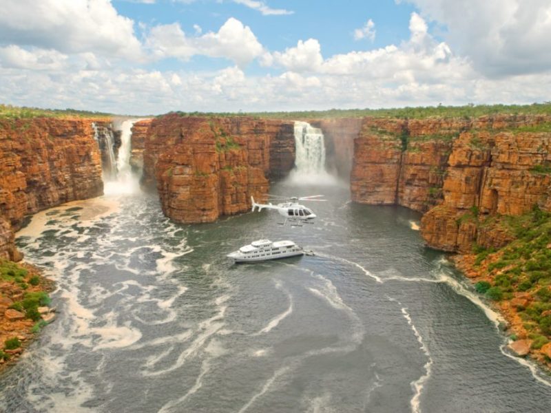 True North & Helicopter, King George Falls (Ken Duncan)
