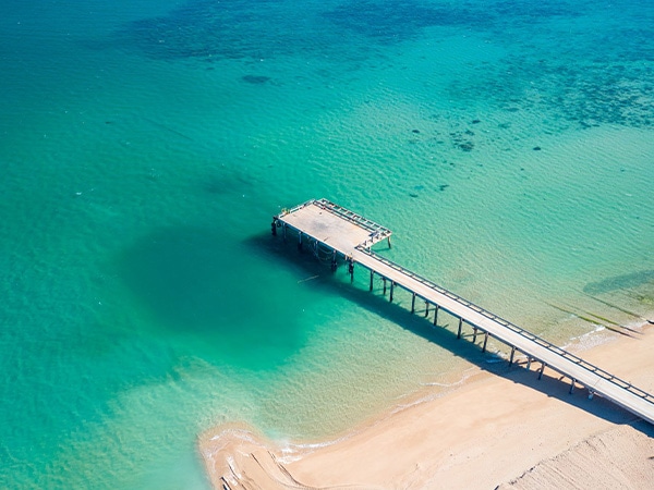 Aerial view of Onslow and the Mackerel Islands, Warlu Way, Australia's Northwest, Australia