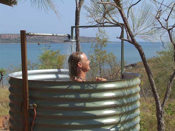 Outdoor shower, Faraway Bay, East Kimberley, WA