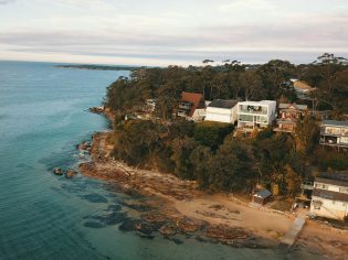 View of The Periscope House in Bundeena and its private beach