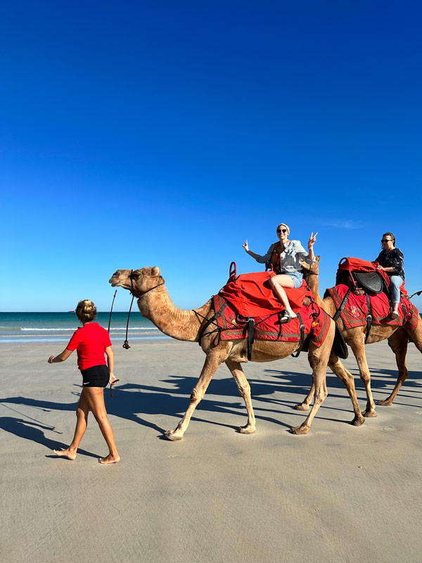 riding a camel on Cable Beach, Broome