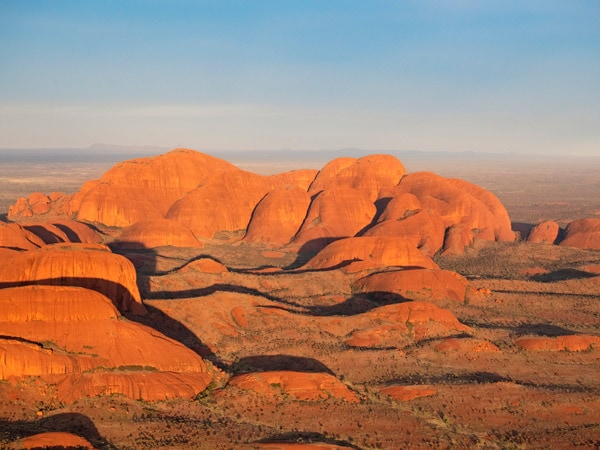 Aerial view of Kata Tjuta at sunset