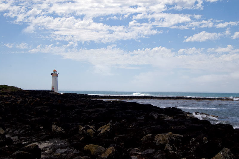 The circa 1859 Griffiths Island lighthouse on the Moyne River, Port Fairy -- image by Leanne Nelson