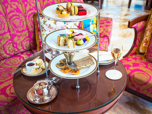 high tea served with luscious pastries at Palazzo Versace