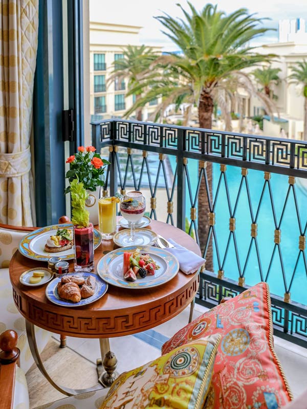 in-room dining at Palazzo Versace