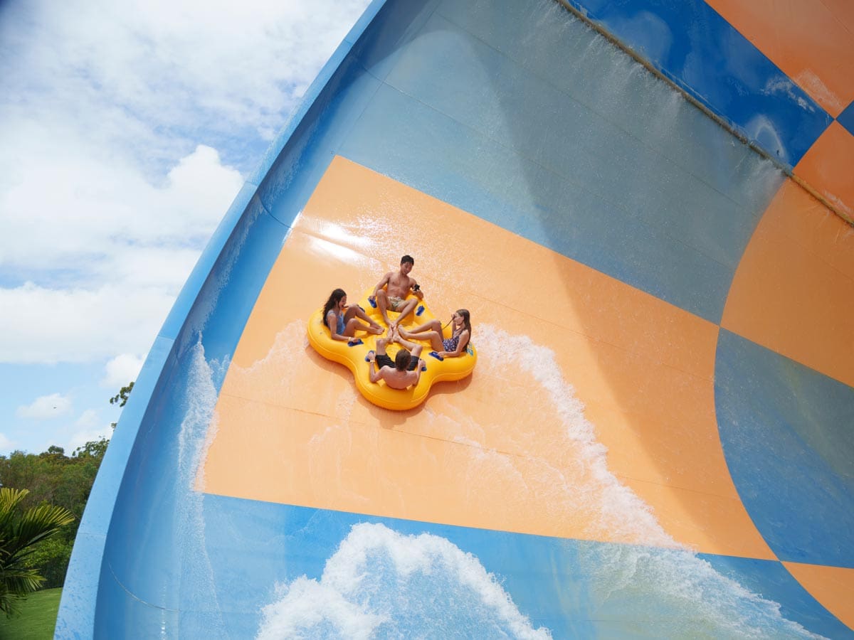 visitors trying out a water attraction in Wet 'n' Wild Gold Coast