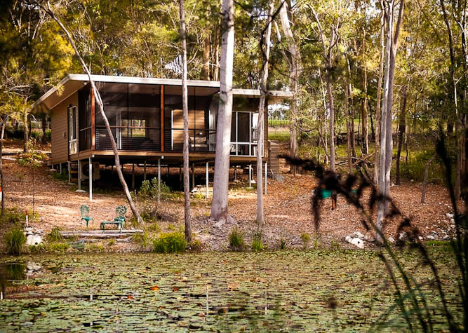 Tranquility: One of four new eco pavilions at Mt Cotton Retreat in the Gold Coast's hinterland.