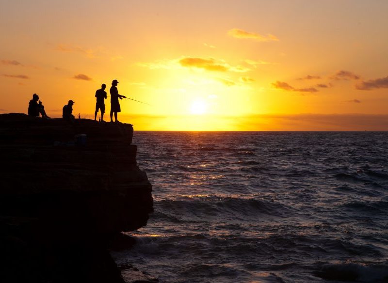 Fishing on rocks at Broome