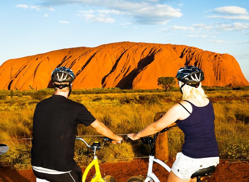 A leisurely cycle around Uluru with Outback Cycling.