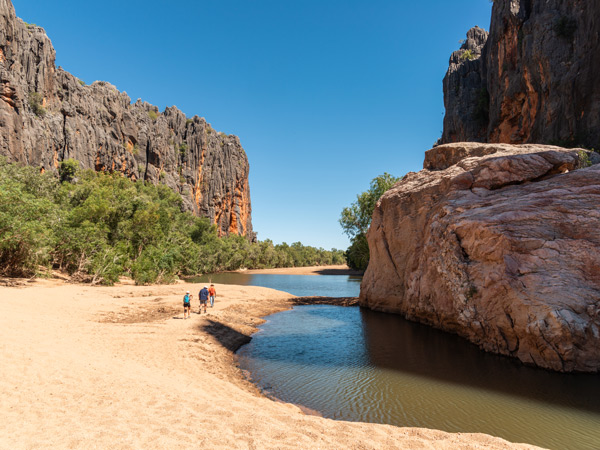 a scenic view of Windjana Gorge, Windjana Gorge National Park