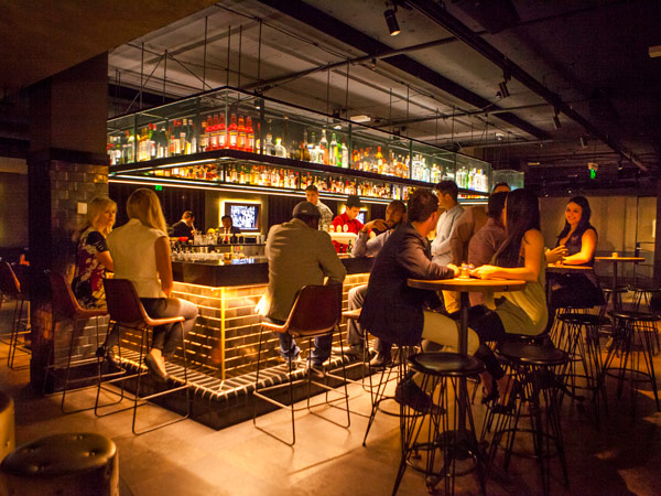 a dimly lit interior at Lucky’s Speakeasy, Canberra