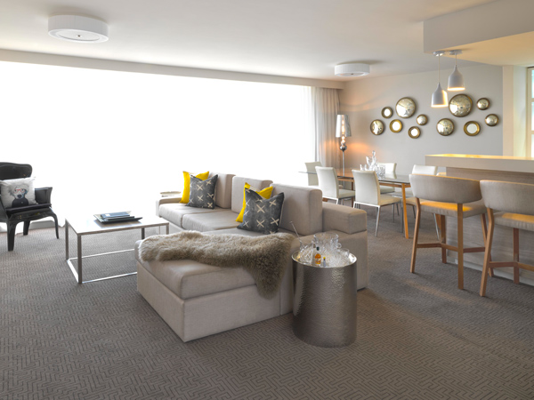 an elegant living room at QT Hotel Canberra