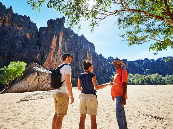 a couple exploring Windjana Gorge with local Aboriginal tour guide, , Gibb River Road itinerary