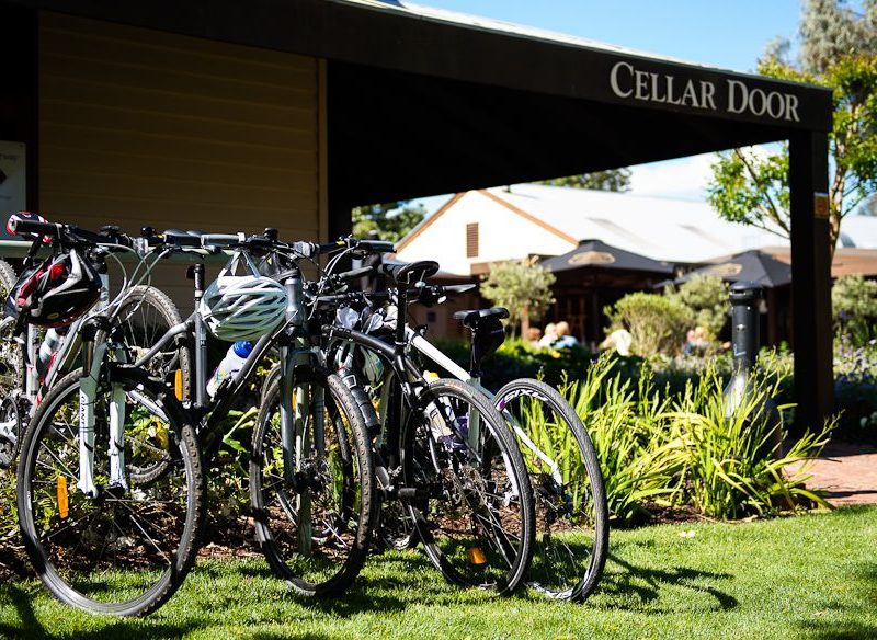 A wine tasting break on the Milawa Pedal to Produce route.