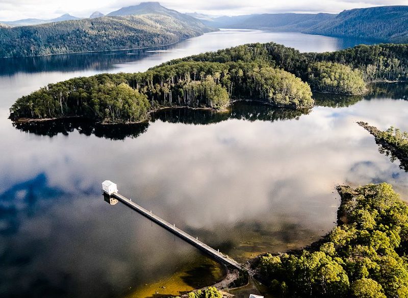 In the middle: Pumphouse Point hotel, Lake St Clair, Tasmania (photo: Stu Gibson).