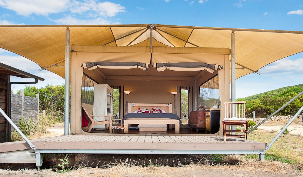 Pebble Point glamping, a suitable night's accommodation on the Great Ocean Walk.