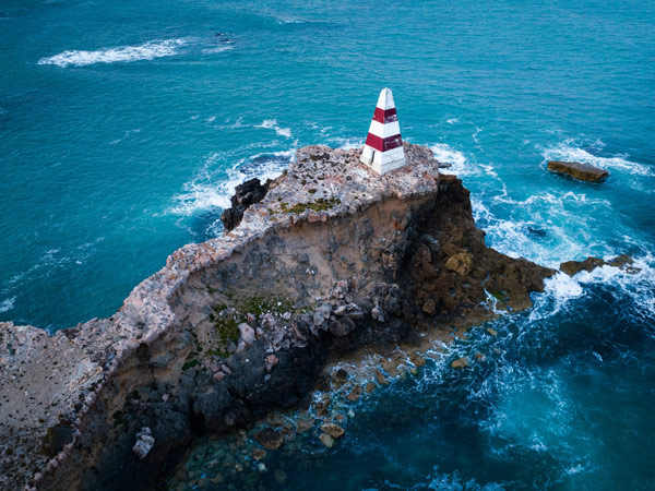 an aerial view of The Obelisk at Cape Dombey