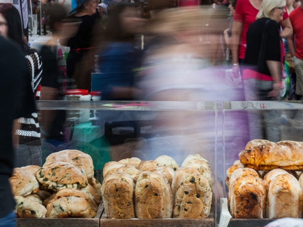 freshly baked bread displayed at Old Bus Depot Markets
