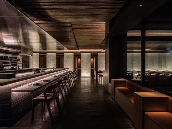 the sleek and modern dining interior of RAKU Japanese Restaurant