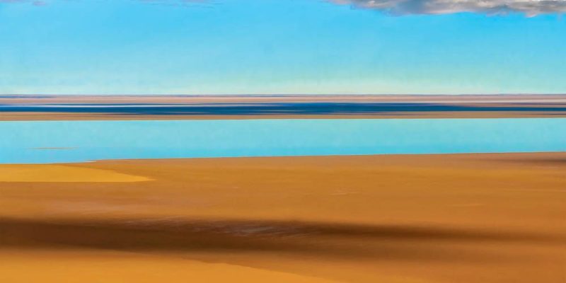 Reflection on Lake Eyre, by Peter Elfes.