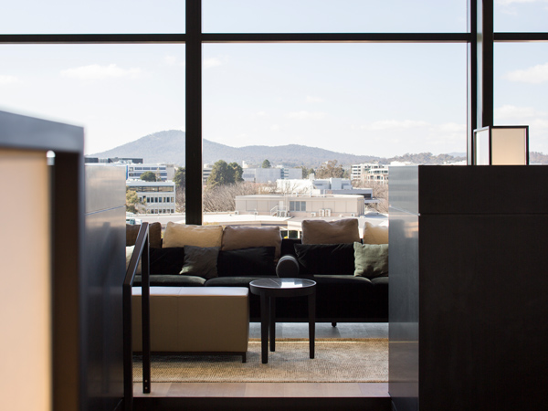 scenic mountain views from the lounge area at Little National Hotel