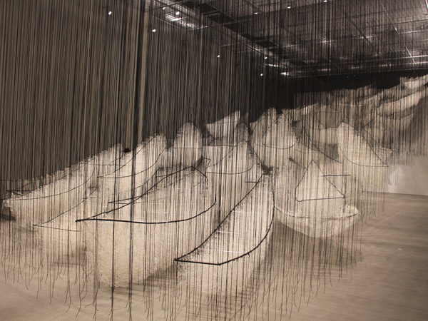 Large installation at Chiharu Shiota's The Soul Trembles at GOMA Brisbane