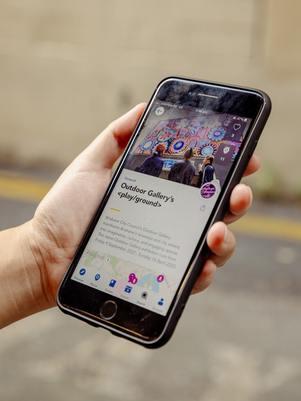 Mobile phone with<play/ground> outdoor gallery on it