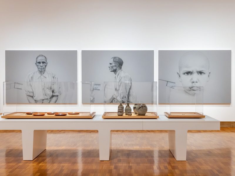 Set of three artworks at Queensland Art Gallery in Brisbane