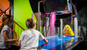 Questacon one of the only places you can try to beat a robot playing air hockey