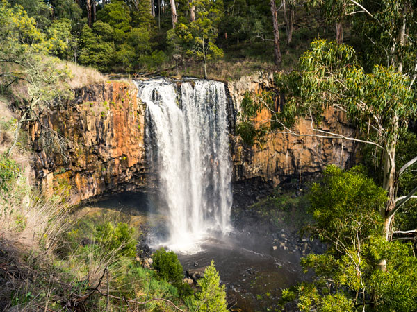 the Trentham Falls from above