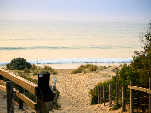 a beach walk at Golden Beach, Vic