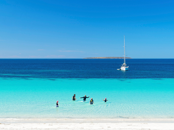 a group of people swimming in Memory Cove, SA