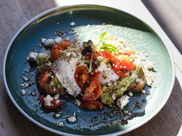 a plate of smashed avocado at Lonsdale Street Roasters