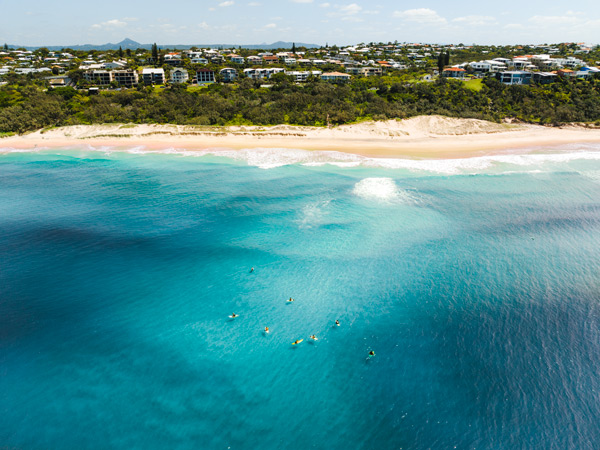 an aerial view of the Sunshine Beach, Queensland