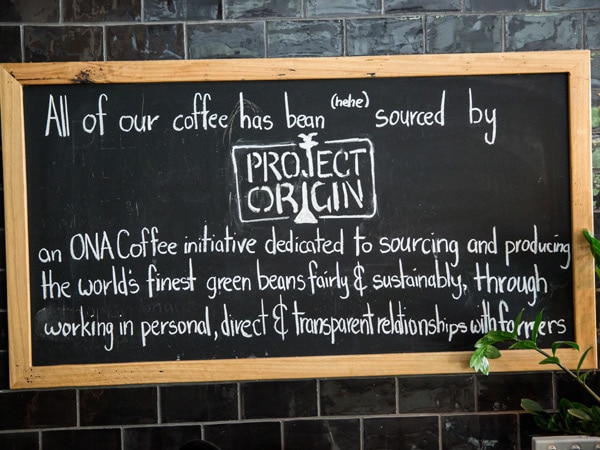 ONA coffee at The Cupping Room