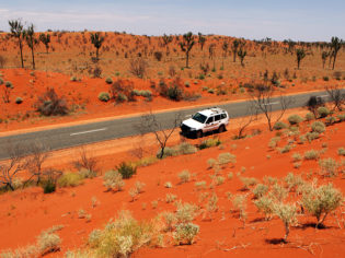 Darwin Australian red center landscape on a road from Uluru to Alice Springs.