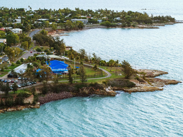an aerial view of Nightcliff Pool and Foreshore