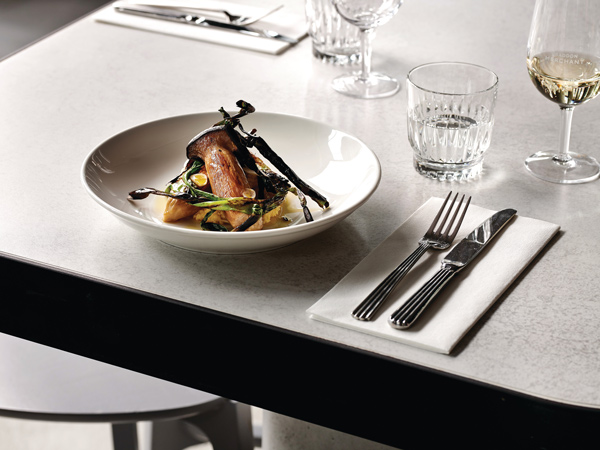 a Mediterranean food on a plate at the Braddon Merchant restaurant and bar, Midnight Hotel