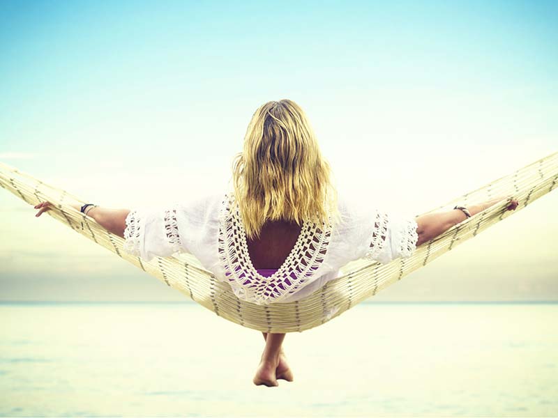 girl in hammock on island