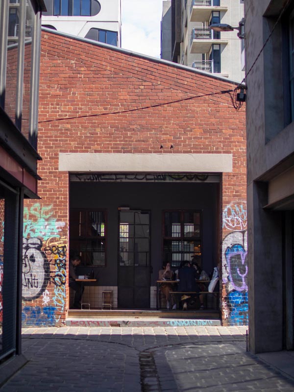 Alleyway at Seven Seeds Coffee Roasters cafe in Melbourne