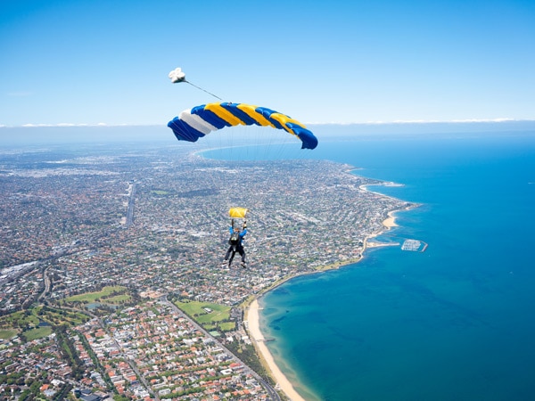Skydive Melbourne above Port Phillip Bay