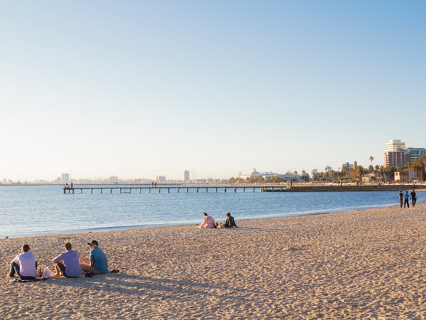 St Kilda Beach on a sunny day