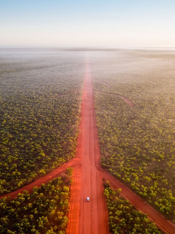 an aerial view of the Cape Leveque Road, Kimberley