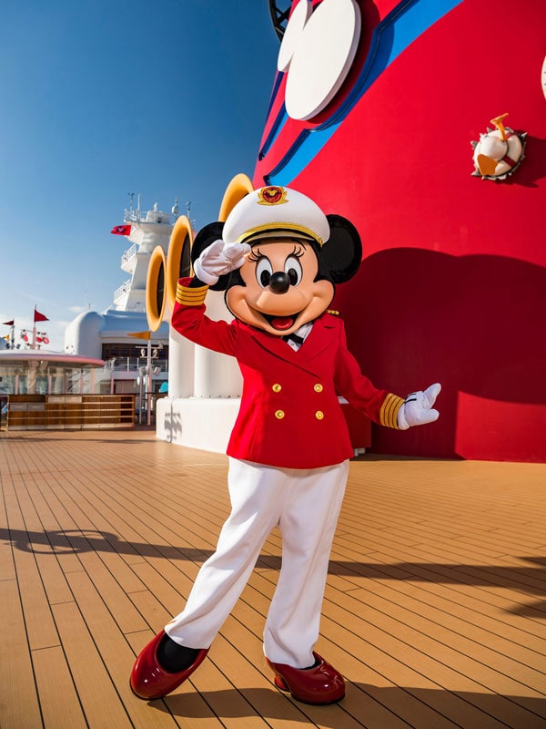 captain minnie mouse standing aboard the Disney cruise ship, Australia