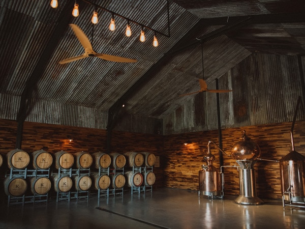 inside the cellar door at Kawal Rock Distillery