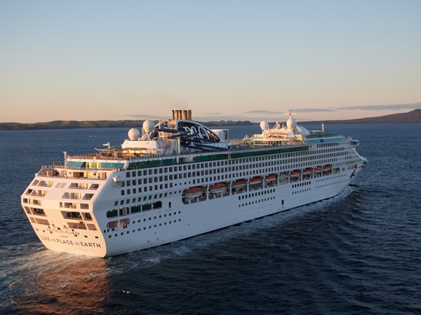 an aerial view of the Pacific Explorer cruise ship, Australia