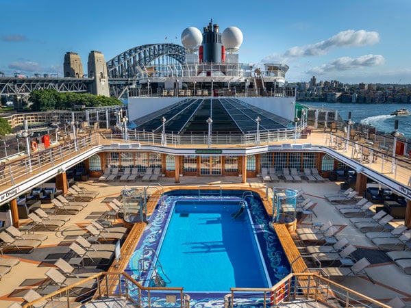 an overhead shot of the pavilion pool at Queen Elizabeth cruise ship, Australia