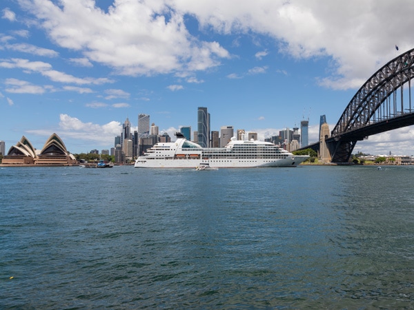 the Seabourn Odyssey sailing across Sydney