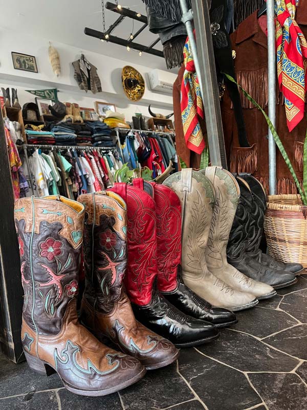 funky boots inside Strange Days Store, Palm Beach